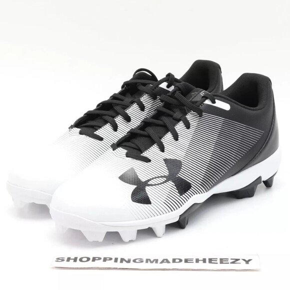 [US 12.5] UNDER ARMOUR UA LEADOFF Low RM Rubber Baseball Cleats Shoes White Blac